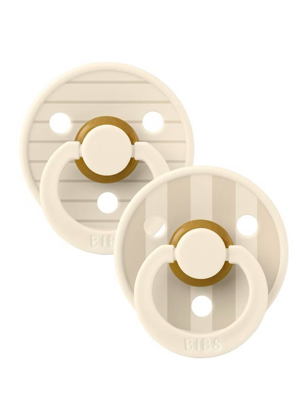 BIBS Neutral Stripe Pacifier Set - Cream